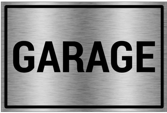 Garage bord - gecoat brushed aluminium - grijs zwart | 45 x 30 cm