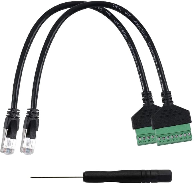 Allecto - RJ45 Plug naar 8 Pin Schroefadapter Cat7/Cat6/Cat5 - 2 Stuks Ethernet Verlenging