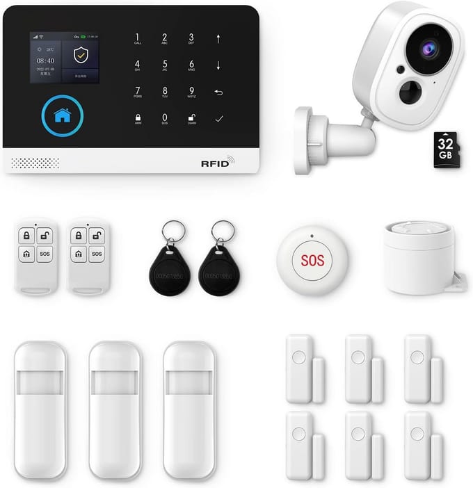 Draadloos 4G Huisalarm Set met HD Camera, Wifi & Bewegingsmelders