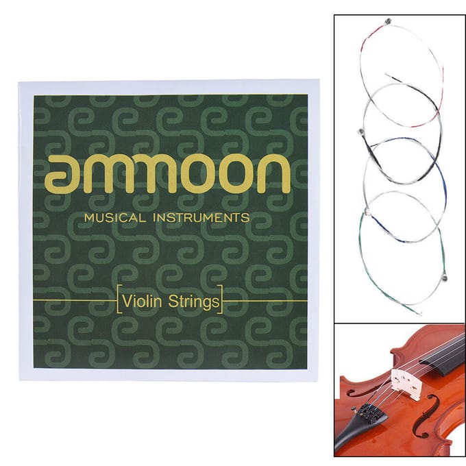 ammoon Volledige Set Hoge Kwaliteit Vioolsnaren Maat 4/4 & 3/4 Vioolsnaren Stalen Snaren GDA en E gray