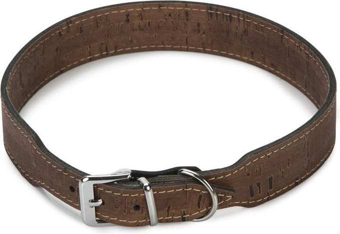 Beeztees leren halsband Cork. Bruin. 65 cm x 35 mm.