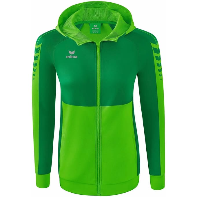Erima Six Wings Trainingsjack Met Capuchon Dames - Wit / Smaragd / Green | Maat: 36