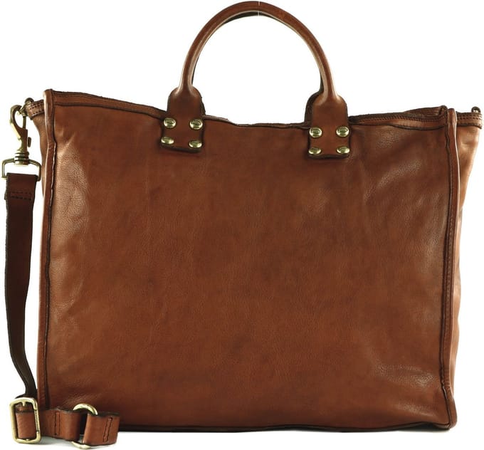CAMPOMAGGI Leren Shopper Schoudertas Shopping Bag Cognac Terracotta