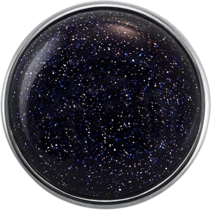 Quiges - Dames Click Button Drukknoop 18mm Natuursteen Glans Donkerblauw - EBCM232