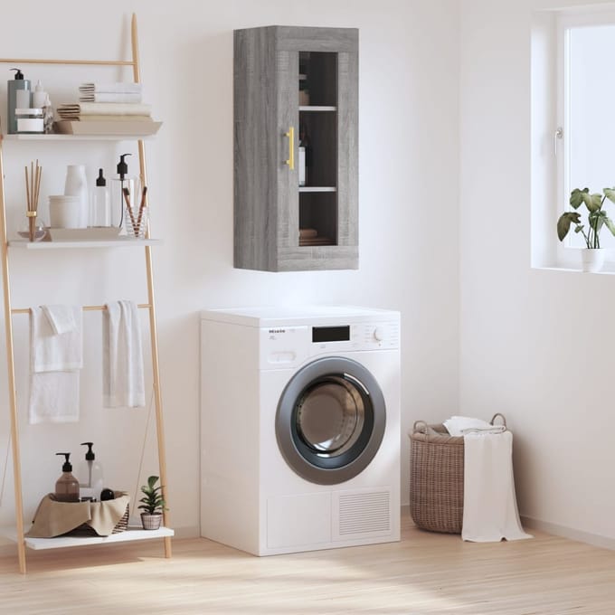 vidaXL - Bovenkast - 34,5x34x90 - cm - grijs - sonoma - eikenkleurig