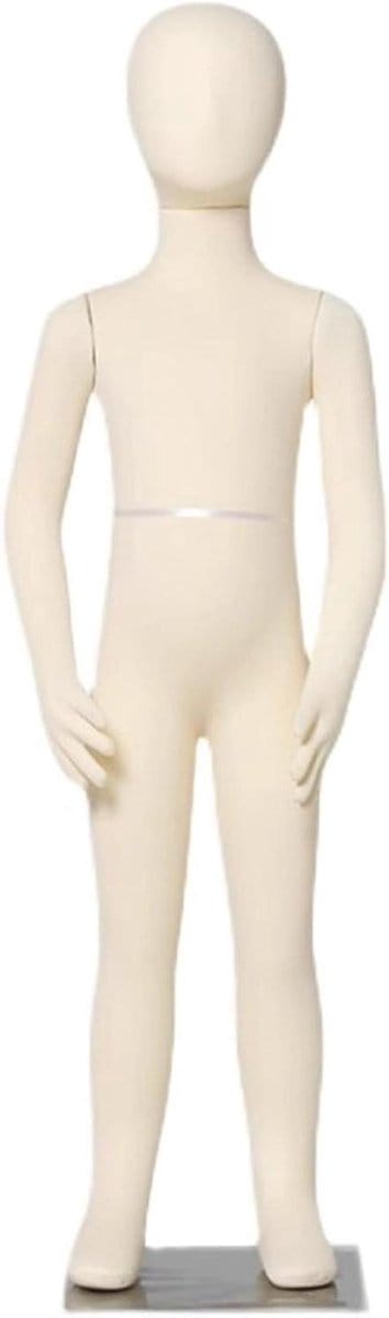 Paspop Kinderen - Etalagepop Kinderkleding - Kleding Presenteren - Realistische Verhoudingen - Maat 7 Jaar - Beige