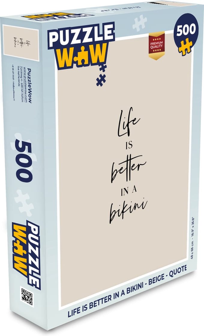 Puzzel Life is better in a bikini - Beige - Quote - Legpuzzel - Puzzel 500 stukjes