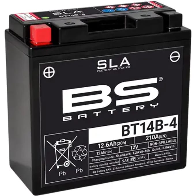 Fabrieksgeactiveerde motorfietsaccu BS Battery BT14B-4