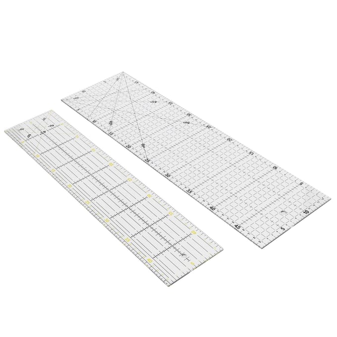 2 stuks quiltliniaal, multifunctioneel, naaien, tekenen, handwerken, schaal, meetinstrument white