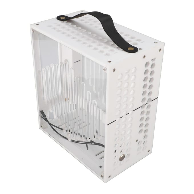 23x20.5x12cm Miniatuur ITX PC Behuizing Transparante Acryl PC Behuizing Draagbare DIY Desktop Computerbehuizing 360 zwart