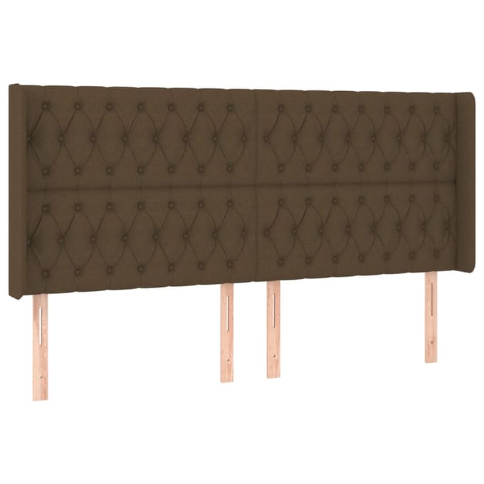 vidaXL - Hoofdbord - LED - 203x16x118/128 - cm - stof - donkerbruin
