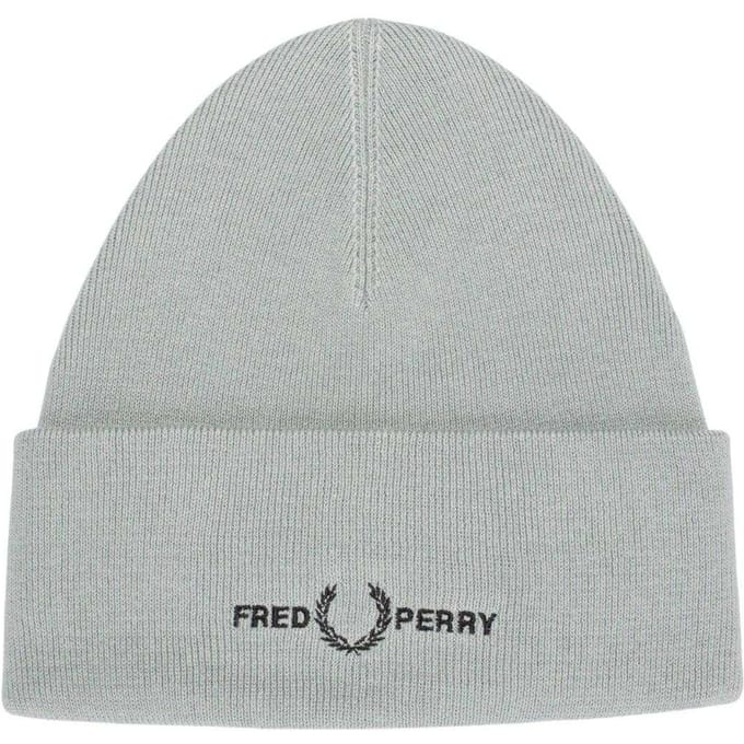Fred Perry Beanie met grafisch logo voor volwassenen (Zilver)