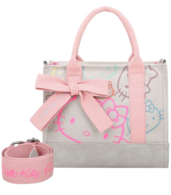 Fritzi aus Preußen Schoudertas Handtas Izzy09 Canvas Hello Kitty Shopper Pale Cat Lichtgrijs