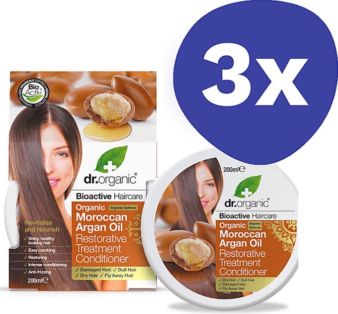 Dr Organic Argan Olie Haarmasker (3x 200ml)