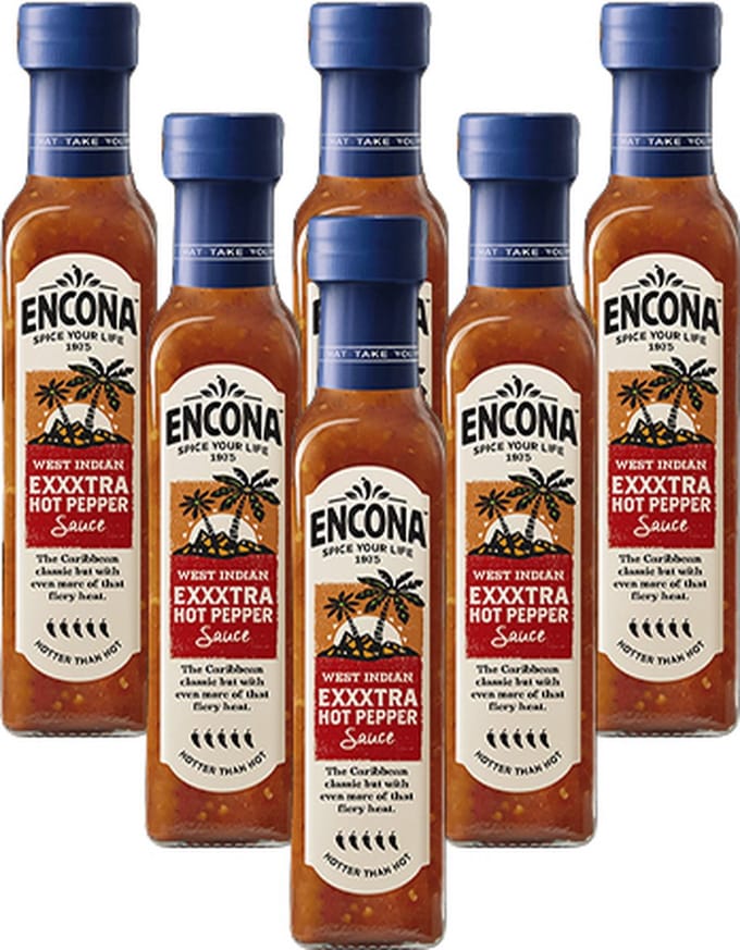 Encona - West Indian Exxxtra Hot Pepper Sauce - 6x 142ml