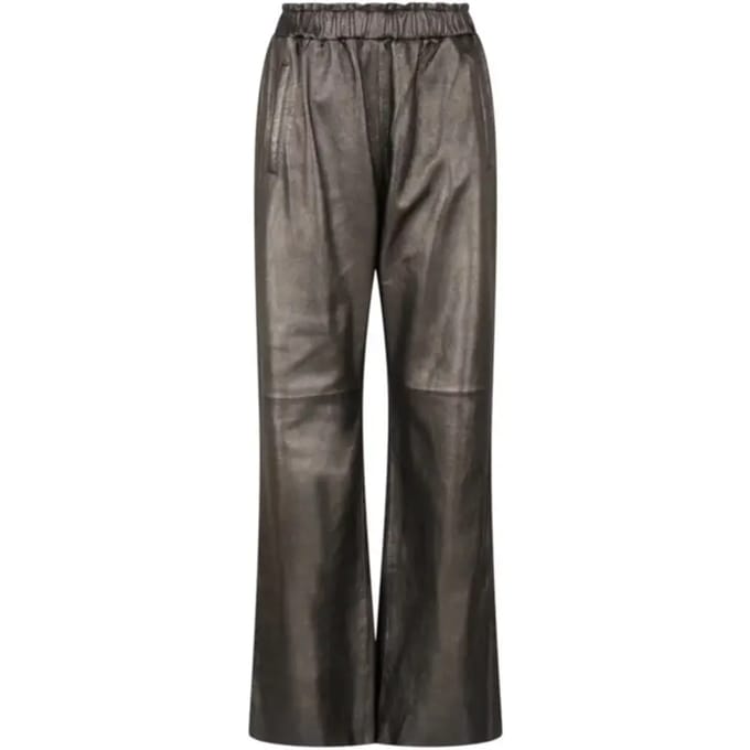 Leren broek met wijde pijpen dames Oakwood Uranus