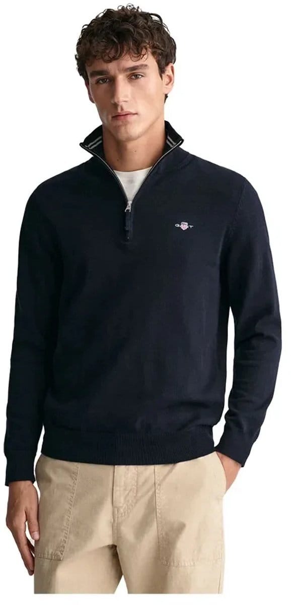 Gant Classic heren trui met halve rits / donker blauw / Maat L