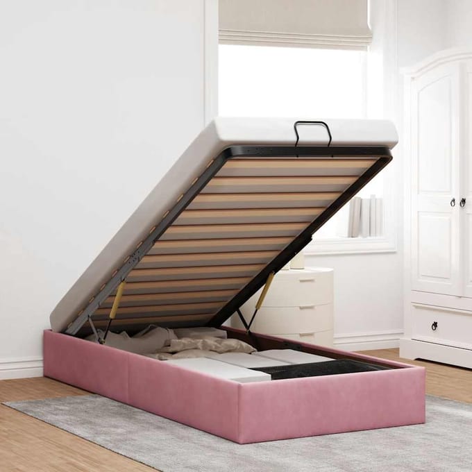 vidaXL - Bedframe - zonder - matras - 80x200 - cm - fluweel - roze