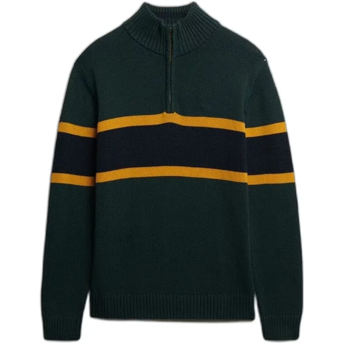 Superdry - Katoenen Gestreepte Trui Met Halve Rits - Heren - Sweaters