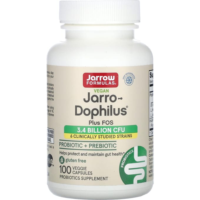 Jarrow Formulas, Jarro-Dophilus Plus FOS végétalien, 100 capsules végétariennes