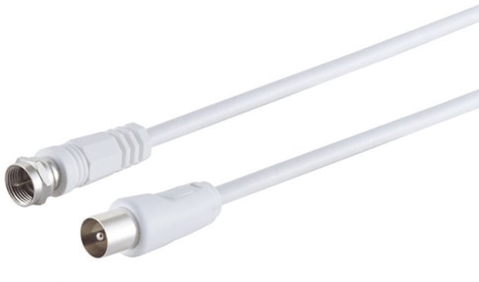 F-Stecker/ Koax-Stecker, RG 59, >80 dB, weiß 3,75m