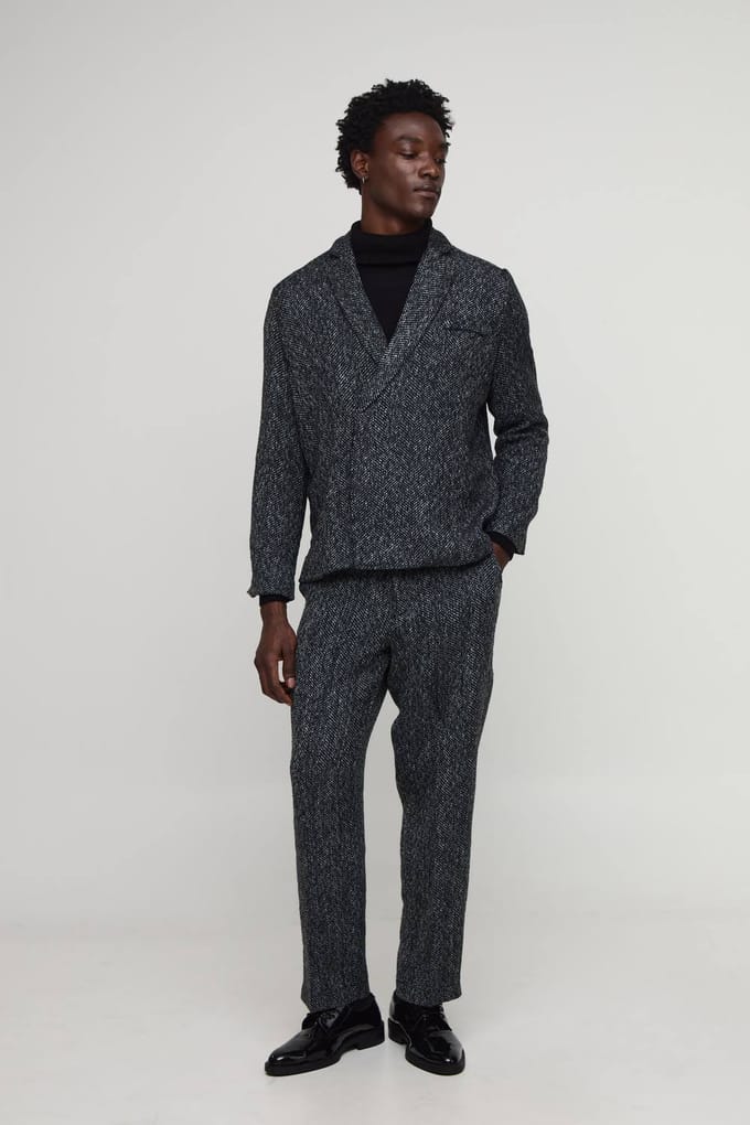Oversized Boucle Boxy Blazer | Black | Size 46