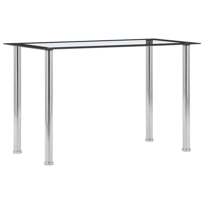 vidaXL - Eettafel - 120x60x75 - cm - gehard - glas - zwart - en - transparant