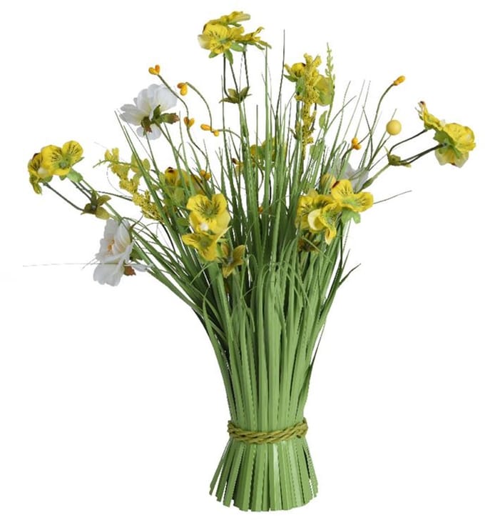 Kunstbloem boeket h40cm geel/wit