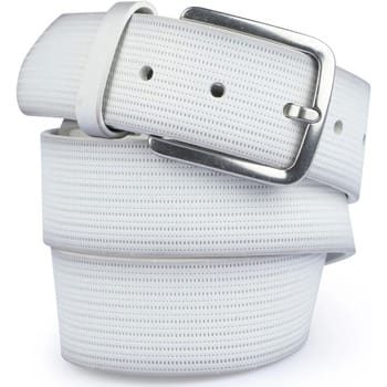 Suitable Riem Structuur Leer Wit - Maat 95 - Heren leren broekriem / broeksriem - Ceintuur - Riem casual