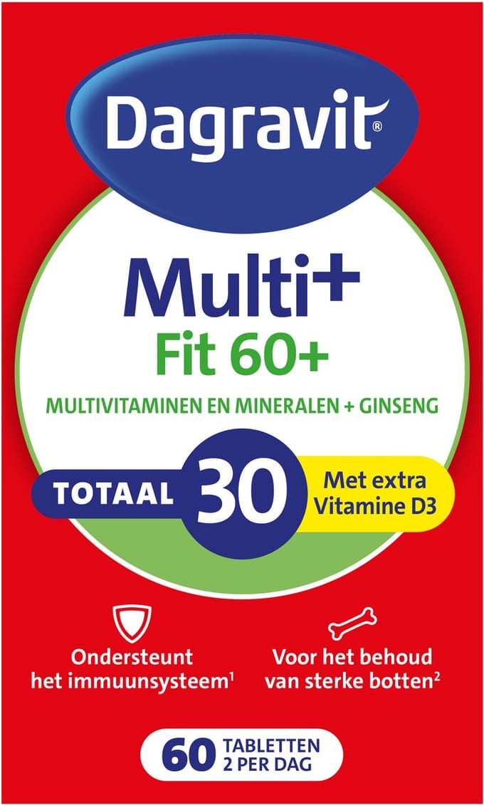 Dagravit Vitaal 60+ Multivitaminen - Ondersteunt het immuunsysteem (1) - 60 tabletten