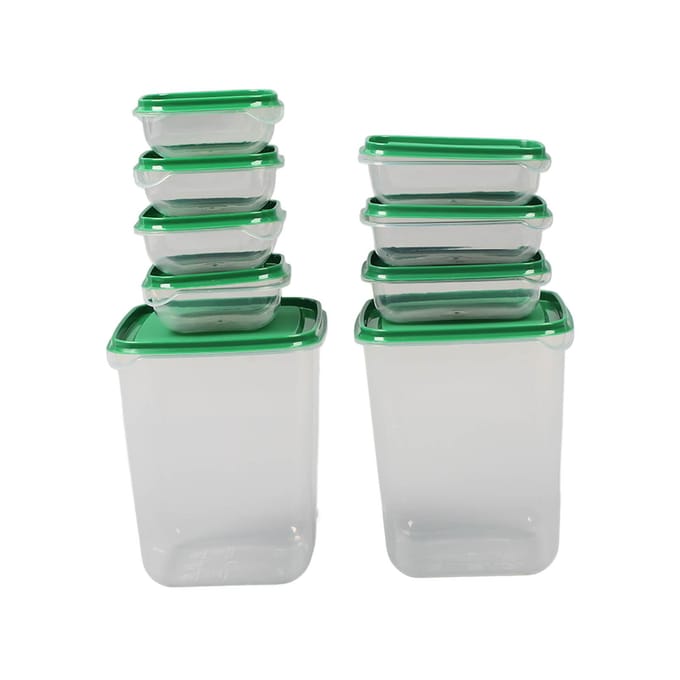 17PCS Boîte Alimentaire Verte Bacs de Réfrigérateur Plastique de Qualité Alimentaire Anti-Fuite Taille Variée avec Couvercle pour white