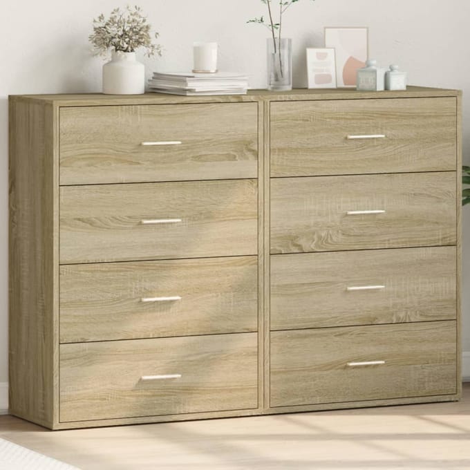 vidaXL - Dressoirs - 2 - st - 60x31x84 - cm - bewerkt - hout - sonoma - eikenkleurig