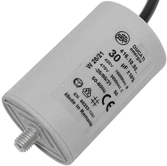 Motorcondensator 30µF 400V | Radiale Startcondensator met Kabel | Kunststof Behuizing