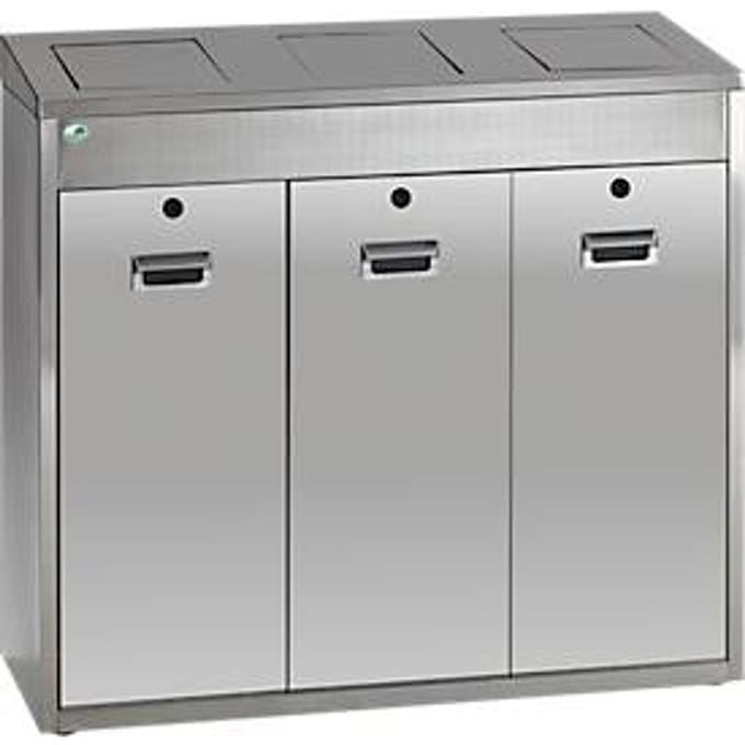Afvalsorteersysteem VAR 3 x 48 liter, rvs