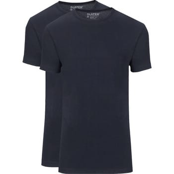 Slater 7510 - BASIC FIT 2-pack T-shirt ronde hals korte mouw navy XXL 100% katoen