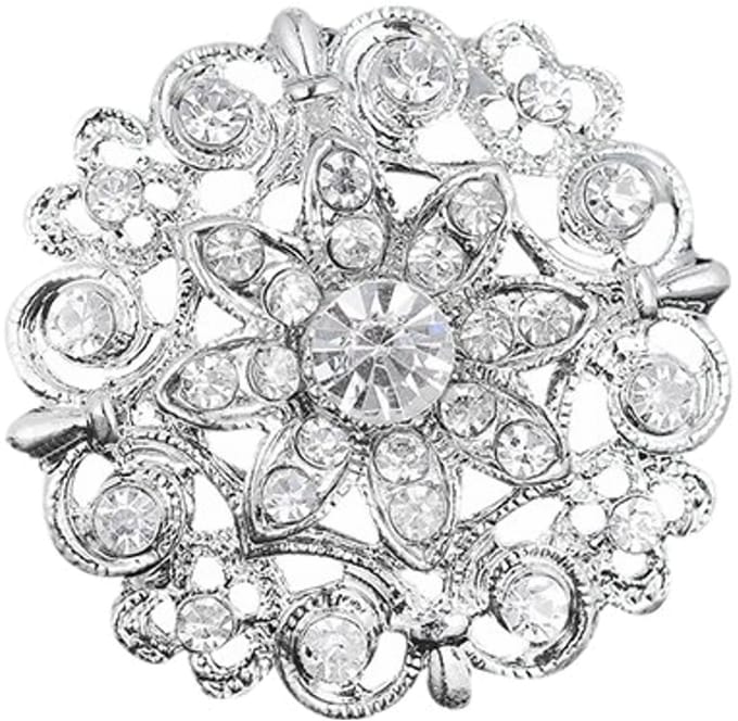 Fako Bijoux® - Broche - Bloem - Kristal - 33x33mm - Zilverkleurig
