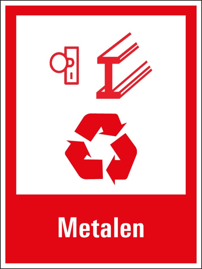 Metalen scheiden sticker 400 x 300 mm