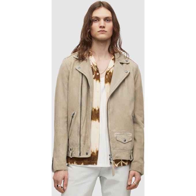 AllSaints Milo Biker Pampas White Taglia: S | Giacche di pelle Outlet | Uomo | Bianco