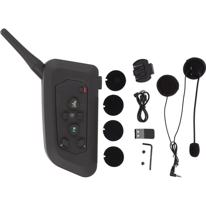 Bluetooth-helmheadset IP65 waterdicht FM-radio met een spreekbereik van 1000 meter Motorintercomhoofdtelefoon black