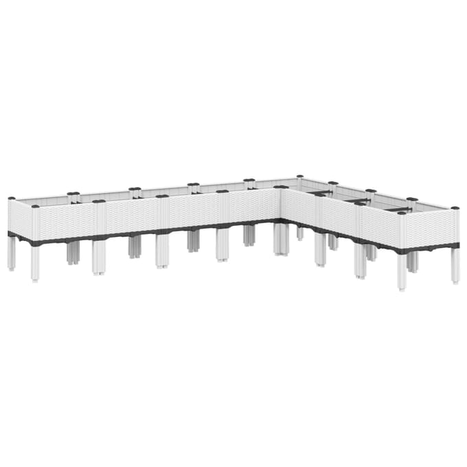 vidaXL - Plantenbak - met - poten - 200x160x42 - cm - polypropeen - wit