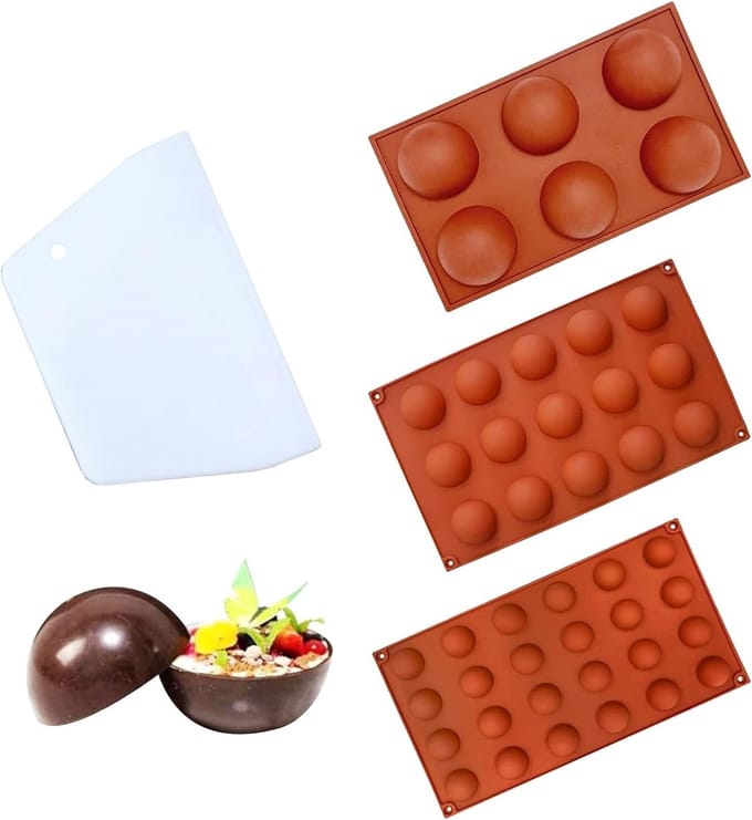 Holle cupcakevorm voor 6/15/24 cupcakes, 4 halve donuts, ideaal voor hete chocoladebommen, cake, pudding en mousse desserts