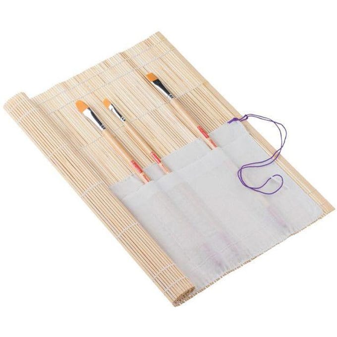 Etui - Trousse - Nat en bamboe - Voor penselen - Schone kunsten - 36x36cm