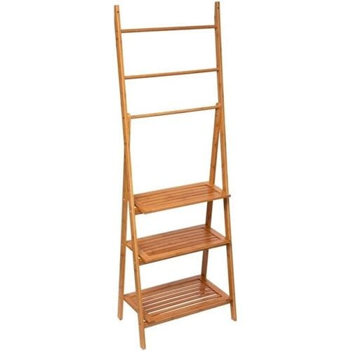 Handdoekenrek bamboe 3-laags rekken en 3 legplanken Hoogte 152 cm | Multifunctioneel