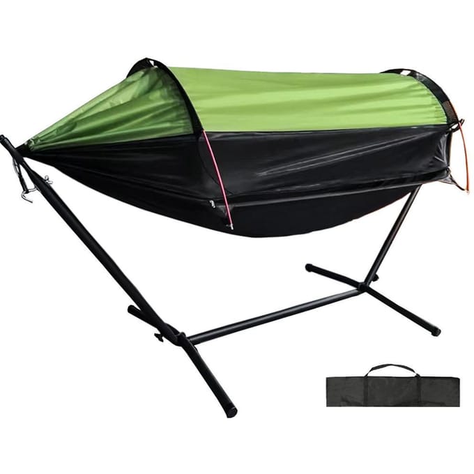 Push-pull Anti-rollover hangmat met klamboe Buiten Dubbele Campingschommel Binnen Hangstoel voor kinderen Hammock + storage bag