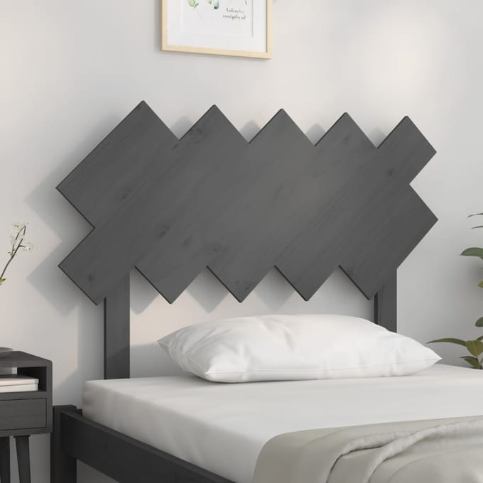 vidaXL Hoofdbord 104x3x80,5 cm massief grenenhout grijs