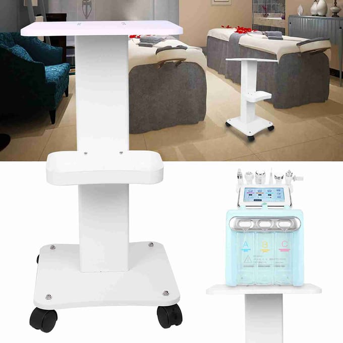 Professionele ABS Schoonheidssalon Trolley Salon Sokkel Rollende Kar Wielen Standaard white