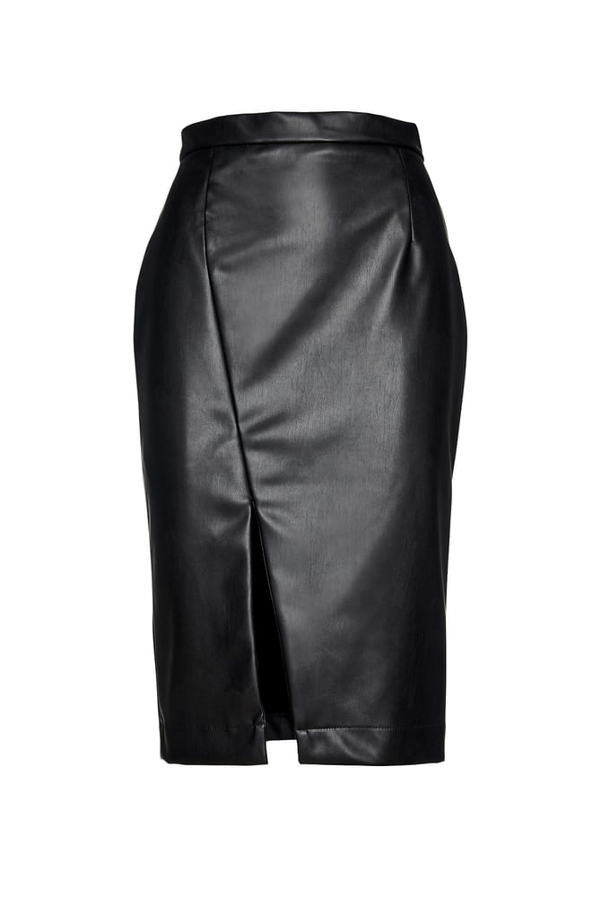 Zwarte leren kokerrok van Conquista Fashion