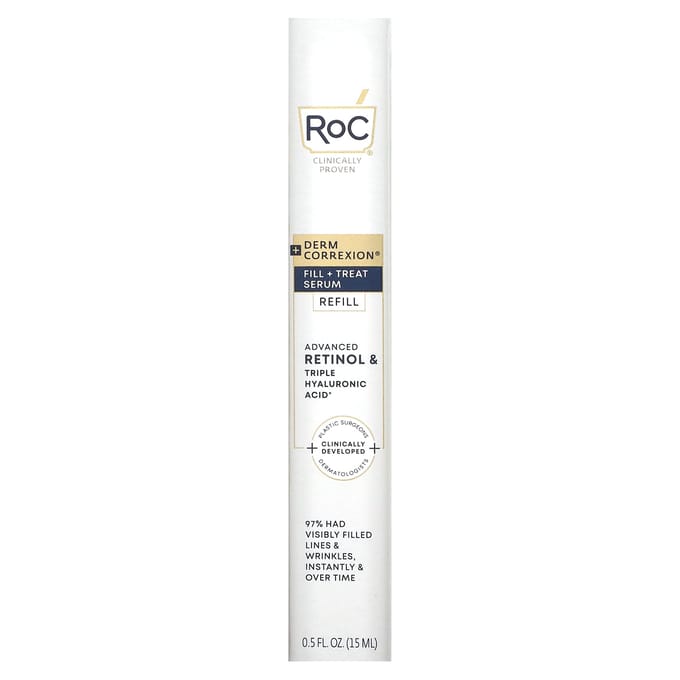 RoC, Derm Correxion, Peel + Treat Serum, Refill, 0.5 fl oz (15 ml) white