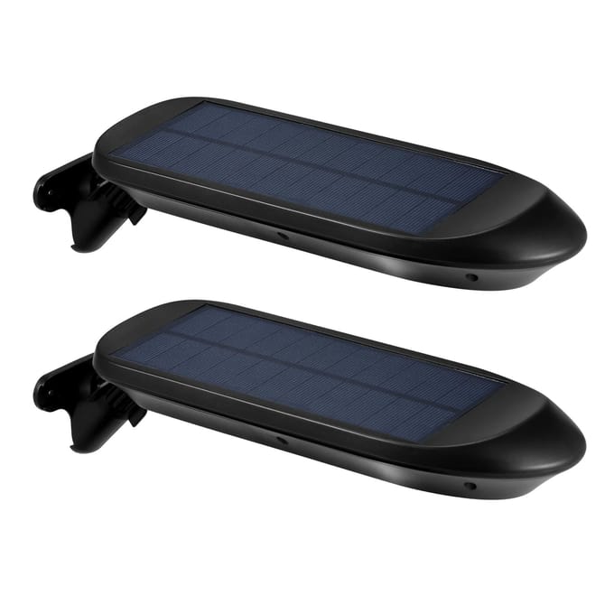 2 PIÈCES Lampes Murales Solaires Capteur de Mouvement 32 LED Extérieur Étanche Lampes Murales LED Solaires avec Gradation/ noir