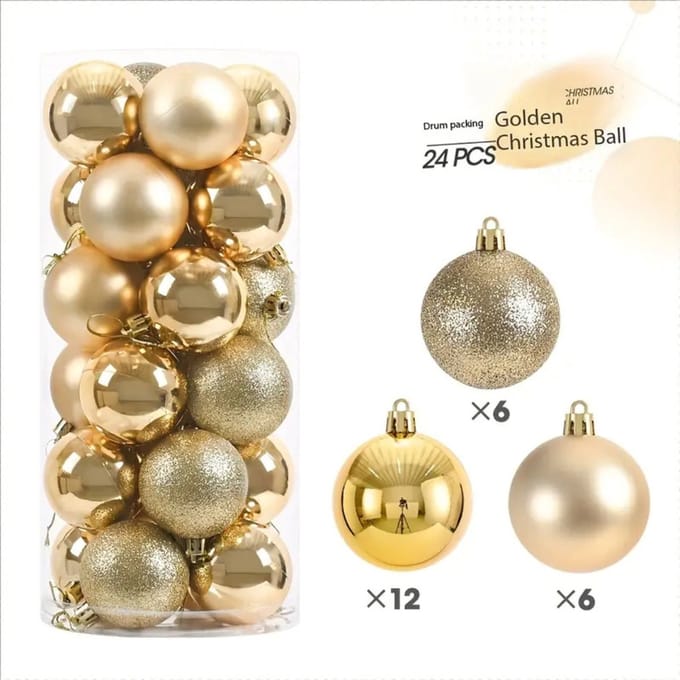 Nivard Kerstballen - Kerstversiering - Plastic - Kerstballenset - Goud - 24 stuks